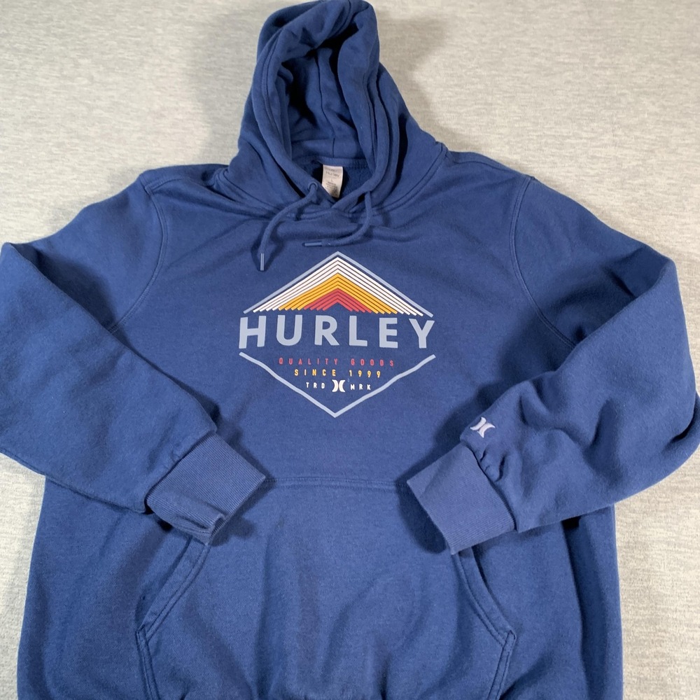 Hurley Hoodie Pullover Sweatshirt Mens‎ Large Fleece 90s Quality Goods Retro Y2K - Picture 2 of 13